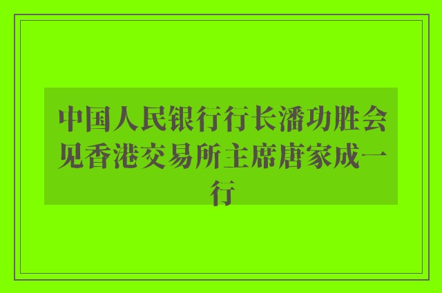 中国人民银行行长潘功胜会见香港交易所主席唐家成一行